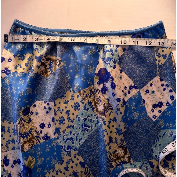 Floral Patchwork Satin Midi Skirt Size Large Flowy Boho Cottage Whimsical Fairy - Picture 6 of 8